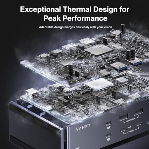 iVANKY FusionDock Max 1, 20-in-2 Thunderbolt 4 Docking Station Only for M1-M5 Pro/Max MacBook, Quad 6K or Dual 8K Display, 40Gbps Dock with 4 Downstream Thunderbolt 4 Ports, 100W, 2.5G LAN, SD 4.0 - color: Midnight Blue