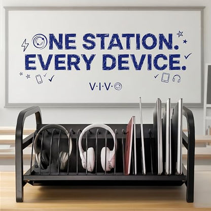 VIVO Lockable 16-Bay Laptop/Tablet Open Charging Station, Multi Device Charging Organizer, Chromebook Charging Station for Classroom, Devices up to 14 inches, Lock Box and Key, Black, STAND-LAPC3-L - size: 16-Bay + Lock