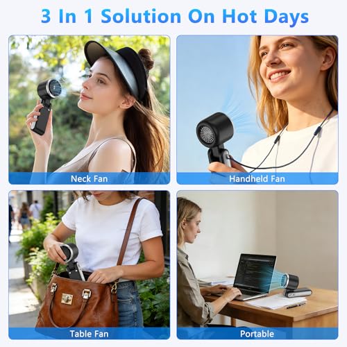 COO Portable Handheld Turbo Fan, 5-Speed Rechargeable Personal Fan | 180° Foldable 3 IN 1 Design with LED Display, Mini Desk Fan for Office, Travel & Outdoor Activities, Black - color: Black1