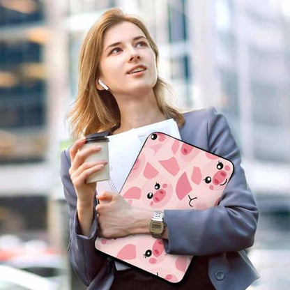 Laptop Sleeve Bag 15.4 15.6 Inch,Cute Pigs Pink Piggy Animal Protective Polyester Computer Cases Laptop Cover Briefcase Bag Tablet Travel Cover - color: LPS-015