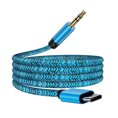 USB C to 3.5mm iPhone 17 Pro Max 16 15 Audio Aux Jack Cable Car Stereo Cord 3.3ft Headphone Adapter Dongle Wire for iPhone 17e Air 16e 16 15 Pro 15 Plus, Samsung Galaxy S26 S24 Ultra S23 A55 A54 A35 - color: Blue