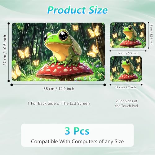 Laptop Skin Sticker Decal 12"-15.6" Universal Laptop/Notebook/Netbook Vinyl - Waterproof Scratch Resistant,Fits HP Dell Lenovo MacBook,2 Free Wrist Pads,Easy Apply & Remove,Cute Frog Mushroom - color: Cute Frog Mushroom