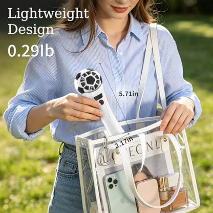 COO Soccer Shaped Handheld Fan, Rechargeable Mini Personal Fan | Portable Small Fan with 5 Speeds & USB Rechargeable Design, Lightweight Mini Fan for Soccer Games, Travel, Outdoor, Office - color: Black white