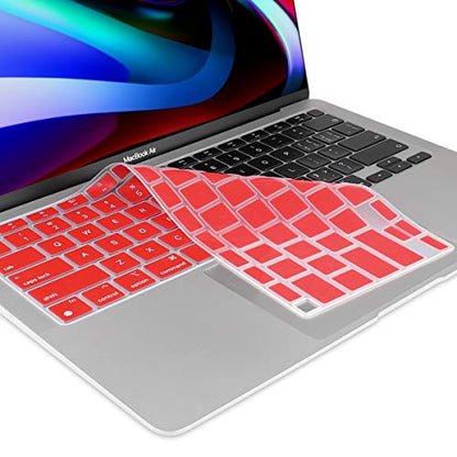 Batianda Premium Ultra Thin Keyboard Cover for MacBook Air 13 inch A2337 M1 Chip with Touch ID & Retina Display (2020 Release) Soft-Touch Protective Skin,Red - color: Red