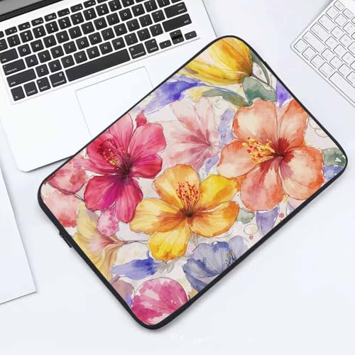 Laptop Sleeve Bag 15.4 15.6 Inch,Watercolor Magnolia Hibiscus Orchid Flowers Protective Polyester Computer Cases Laptop Cover Briefcase Bag Tablet Travel Cover - color: LPS-008