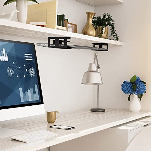 IFCASE Under Desk Laptop Mount with Adhesive & Screw in, Hard Aluminum Under Desk Shelf Holder for Laptop, Mac mini, MacBook, Keyboard with Anti-Scratch Silicone (Black) - color: Black