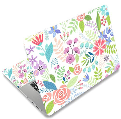 Laptop Skin Sticker Decal 15-15.6 Inches, Universal Reusable Vinyl Sticker for 12.1 13 13.3 14 15.4 Inches Netbook/Notebook PC, Waterproof & Scratch-Resistant (Flowers, Leaves) - color: Flowers, Leaves
