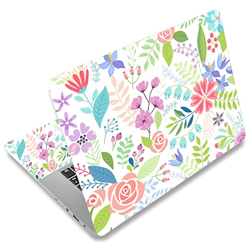 Laptop Skin Sticker Decal 15-15.6 Inches, Universal Reusable Vinyl Sticker for 12.1 13 13.3 14 15.4 Inches Netbook/Notebook PC, Waterproof & Scratch-Resistant (Flowers, Leaves) - color: Flowers, Leaves