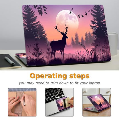 Universal Laptop Skin Sticker with 2 Wrist Pad Decals, 3-Piece Removable Vinyl Laptop Cover, Dree at Sunset Waterproof Anti-Scratch, Easy-Trim Fit for 13.3" 14" 15.6" Laptops - color: Dree at Sunset