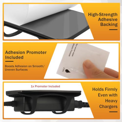 1 Pack Silicone Laptop Charger Holder with Adhesive Promoter Under Desk Universal Power Adapter Holder with Ventilated Design for Home and Office - size: 1pc