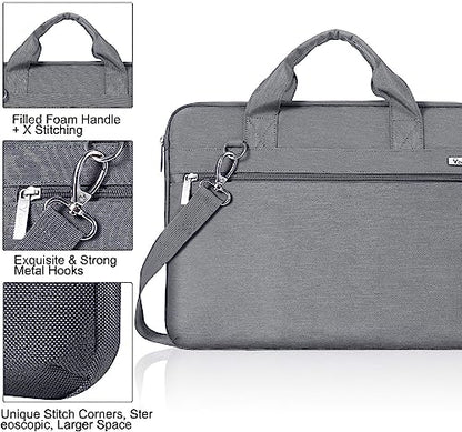 Voova Laptop Bag 13-14 Inch, 360° Protective Laptop Case Sleeve with Shoulder Strap Compatible with Macbook Air 13, MacBook Pro 13/14, Waterproof Computer Bag Slim Briefcase for Men Women, Grey - color: Grey, size: 13-13.5 inch