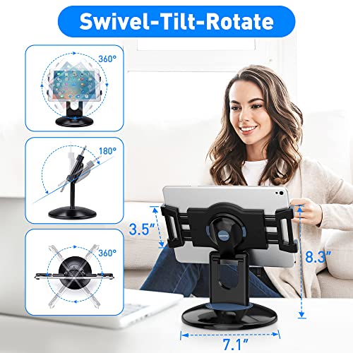 AboveTEK 360° Rotating Retail Kiosk iPad Stand, 6-13.5" iPad mini Pro Tablet Holder, Laptop Lock, Tablet Lock Security Cable, 2 Keys Durable Steel iPad Locking Kit w/Adhesive Anchors