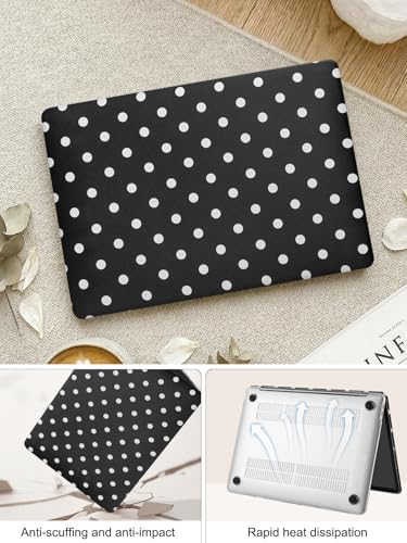 Voidborne Compatible with MacBook Pro 13 inch Case 2026-2016 A2338 M1 A2251 A2289 A2159 A1989 A1708 A1706,Matte Leather Hard Shell Protective Case for Pro13 inch + Keyboard Cover,Polka Dots,Black - color: Black02