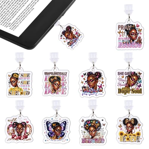 Wxiben Dust Plug Charm for Kindle - 9 Pack Dust Plug Compatible with Type C/USB C Charging Port Pendant Plug Cover for Phone E-Reader Book Lover Gifts Dust Plug Accessories for Women Men - style: Black Girls