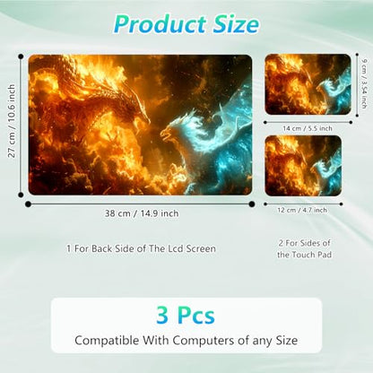 Laptop Skin Sticker Decal 12"-15.6" Universal Laptop/Notebook/Netbook Vinyl - Waterproof Scratch Resistant,Fits HP Dell Lenovo MacBook,2 Free Wrist Pads,Easy Apply & Remove,Blue Fire Dragon - color: Blue Fire Dragon