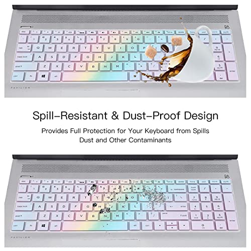 Keyboard Cover for 15.6 17.3 HP Laptop 15-dw 15-dy 15-ef 15-da/db/bs 15t-dw400 15-dw0083wm 15-dy2073dx 15t-dy200 15z-ef2000|HP Envy X360 15m-dr/ds 17-bs/bw/by/ca 17-by4013dx by4623dx 17-by4025nr Skin - color: Rainbow Color