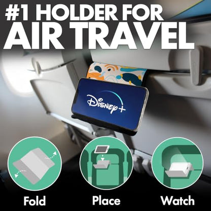Airplane Phone Holder - Foldable Phone Stand for Plane Travel | Aluminum Build, 9 x 5 in. Boho Blue, Tabletop Mount Desk, Plane Tray Seat back, Treadmill, Fits iPhone Cell Phone - color: Boho Blue, size: Large