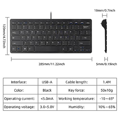 CUQI Mini Keyboard, Small Wired 78 Silent Scissor Keys, USB Interface Compact Keyboard for Android, iOS, Windows PC, Laptop, Raspberry Pi, Windows 10/8/7