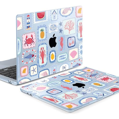 MEEgoodo Case for M5/M4/M3/M2 MacBook Air 13 inch Case 2026 2025 2024 2022, Fit Model A3449/A3240/A3113/A2681, Laptop Hard Shell Compatible with MacBook Air 13.6-inch, Marine Stamps Pattern - color: Marine Stamps Pattern