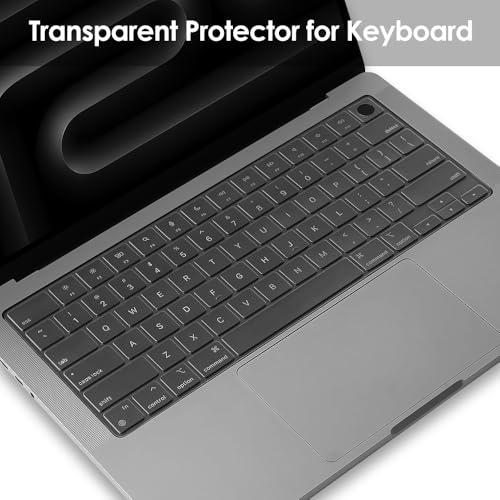 ProElife Keyboard Cover for MacBook Pro 14 Inch 16 Inch M5 M4, Clear, TPU | U.S. Layout, Non-interference Design for ID Key, Dust-Proof, Backlight Visible, Precision-Molded, Washable & Reusable
