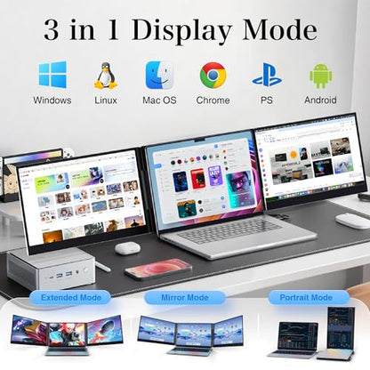 Laptop Screen Extender 15.6" Ultra-Thin, 1080P FHD IPS Dual/Triple Portable Monitor for Laptop, USB-C/HDMI Plug&Play, Fits 17.3" Max Laptops,Travel Screens for Windows/Mac/Chrome/Android/Switch - size: Triple 15.6" Monitor
