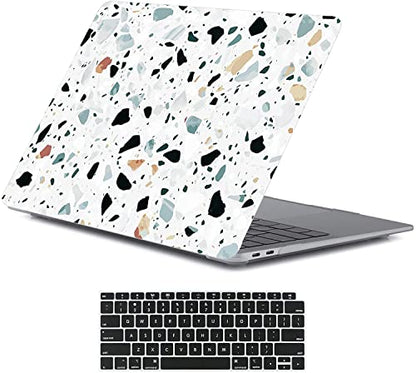 LanBaiLan Laptop Hard Shell Protective Case, Compatible for New MacBook Air 13 inch 2020 2019 2018 Release A2337 M1 A2179 A1932 Retina Display with Touch ID & Keyboard Cover, Terrazzo Pattern Marble - color: Terrazzo marble