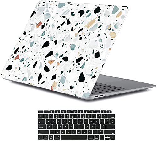 LanBaiLan Laptop Hard Shell Protective Case, Compatible for New MacBook Air 13 inch 2020 2019 2018 Release A2337 M1 A2179 A1932 Retina Display with Touch ID & Keyboard Cover, Terrazzo Pattern Marble - color: Terrazzo marble