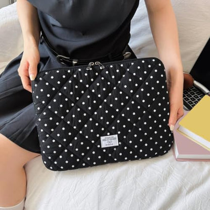 Cute Bow Puffy Laptop Sleeve 13-15 Inch Cute Quilted Laptop Protective Case Padded Bow Computer Sleeve for MacBook (Polka dots Purple, 13inch) - color: polka dots purple, size: 13inch