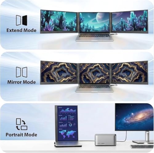 Leudaich One Cable Laptop Screen Extender, 15.6" FHD 1080P IPS Portable Monitor, Ultra-Slim Travel Dual Monitor Fits 13-17" Laptops, Triple Monitor Compatible with Mac/Windows(Driver Required) - size: 15.6''-triple