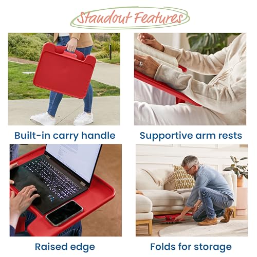 ECR4Kids The Surf Folding Portable Lap Desk, Large, Flexible Seating, Red - color: Red