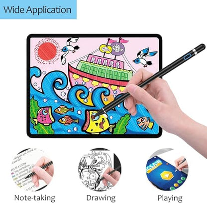 Stylus Pen for Touchscreen, DOGAIN iPad Pencil 1.5mm Fine Point Rechargeable, Tablet Pen for Drawing/Writing/Playing, Stylus Pen for iPad/iPad Air/Mini/Pro/Android/iPhone and Most Device(Black) - color: Black Pen