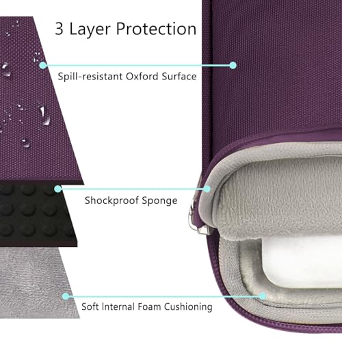 Voova Laptop Sleeve Carrying Case 13 13.6 Inch Compatible with MacBook Air 13 M1/M2/M3/M4, MacBook Pro 13/14, IPad Pro 13, Waterproof Slim Computer Cover Bag, Dark Purple - color: Dark Purple, size: 12.6-13.6 Inch