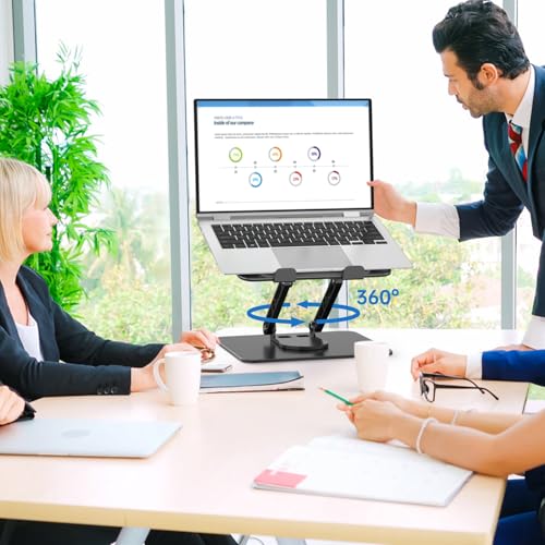 Laptop Stand for Desk Adjustable Computer Stand with 360 Rotating Base Ergonomic Laptop Riser Mount for Desk Foldable Protable Computer Desk Fits with MacBook Pro Air, Black - color: Rectangle, Black