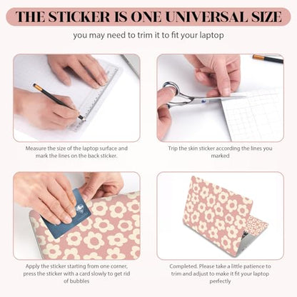 Pink Floral Laptop Skin Sticker Cover Decal, 12 13 13.3 14 15 15.4 15.6 inch Laptop Notebook Vinyl Skin Sticker Cover Personalized Art Protector - color: Pink Floral Flower