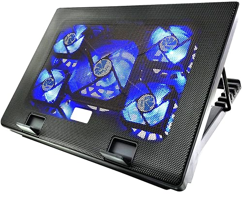 Laptop Cooling Pad 17inch 15.6 14 13 12inch Gaming Cooler Pad Chill Mat 5 Quiet Fans LED Lights and 2 USB 2.0 Ports Adjustable Mounts Laptop Stand Height Angle - color: Gaming 5Fan 12-17inch