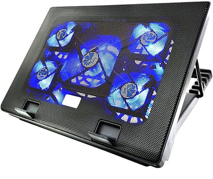 Laptop Cooling Pad 17inch 15.6 14 13 12inch Gaming Cooler Pad Chill Mat 5 Quiet Fans LED Lights and 2 USB 2.0 Ports Adjustable Mounts Laptop Stand Height Angle - color: Gaming 5Fan 12-17inch