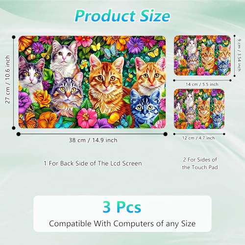 Laptop Skin Sticker Decal 12"-15.6" Universal Laptop/Notebook/Netbook Vinyl - Waterproof Scratch Resistant,Fits HP Dell Lenovo MacBook,2 Free Wrist Pads,Easy Apply & Remove,Colorful Cat - color: Colorful Cat