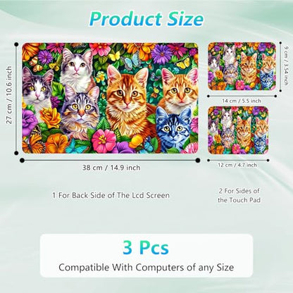 Laptop Skin Sticker Decal 12"-15.6" Universal Laptop/Notebook/Netbook Vinyl - Waterproof Scratch Resistant,Fits HP Dell Lenovo MacBook,2 Free Wrist Pads,Easy Apply & Remove,Colorful Cat - color: Colorful Cat