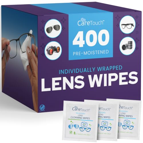 Care Touch Lens Wipes for Eyeglasses- 400 Count Individually Wrapped Pre- Moistened Wipes, 5 x 6 Inch- Camera Lens, Sunglasses and Glasses Cleaner,- Gentle and Portable for Cleaning of Optical Devices - size: 400 Count (Pack of 1)
