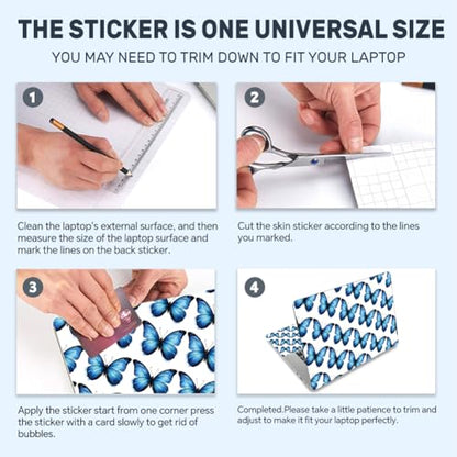 3Pcs Laptop Skin Sticker Decal Butterfly PVC Laptop Sticker Fits for 12-16 Inch Notebook Waterproof Scratch Proof Universal Notebook PC Personalized Protector Gift - style: butterfly