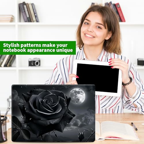 Laptop Skin Sticker Decal, Universal Protective Cover Fit 12 13 14 15.6 Inch Notebook, Reusable Water-Resistant Vinyl Decal w/ 2 Wrist Pads for Business Travel Office, Gray Roses - color: Gray Roses