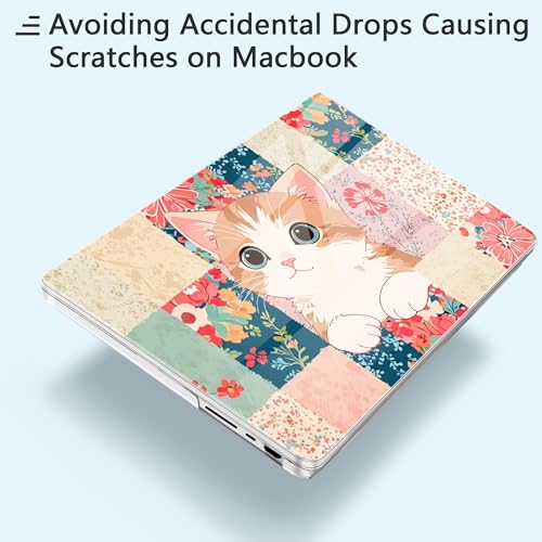for New MacBook Pro 14 inch Case 2025 M5 2024 M4 2023 Release– Fashionable Lightweight Floral Design Transparent HD Clear Laptop Shell, with TPU Keyboard Cover & OTG Adapters, Cat - color: Cat