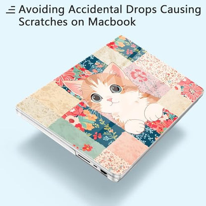 for New MacBook Pro 14 inch Case 2025 M5 2024 M4 2023 Release– Fashionable Lightweight Floral Design Transparent HD Clear Laptop Shell, with TPU Keyboard Cover & OTG Adapters, Cat - color: Cat