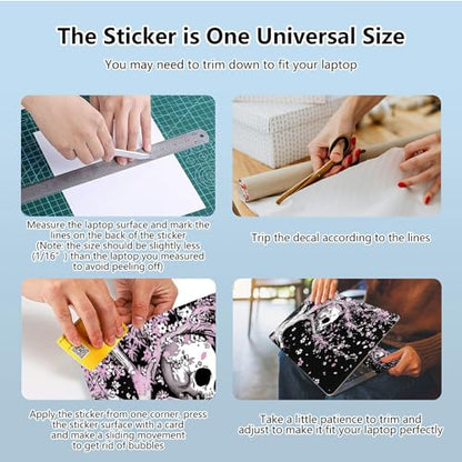 Universal Laptop Skin Sticker with 2 Wrist Pad Skins, Waterproof Scratch Resistant Vinyl Laptop Cover Decal, Cut to Fit for 11–15.6 Inch MacBook HP Dell Lenovo, Cherry Tree Skull - color: Cherry Tree Skull