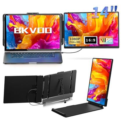 14 Inch Laptop Screen Extender IPS FHD 1080P Plug and Play Extra Screen | Portable Travel Work Monitor USB-C HDMI Port Compatible with Wins Mac Chrome Dex Fits 13-17" Laptops - size: 14" Monitor-C