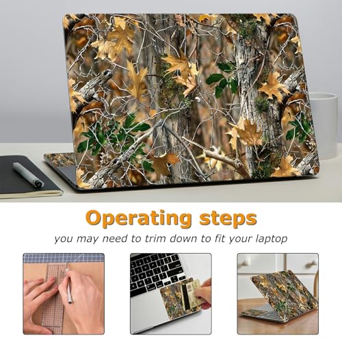Universal Laptop Skin Sticker with 2 Wrist Pad Decals, 3-Piece Removable Vinyl Laptop Cover, Camouflage Tree Waterproof Anti-Scratch, Easy-Trim Fit for 13.3" 14" 15.6" Laptops - color: Camouflage Tree