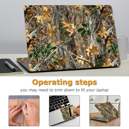 Universal Laptop Skin Sticker with 2 Wrist Pad Decals, 3-Piece Removable Vinyl Laptop Cover, Camouflage Tree Waterproof Anti-Scratch, Easy-Trim Fit for 13.3" 14" 15.6" Laptops - color: Camouflage Tree