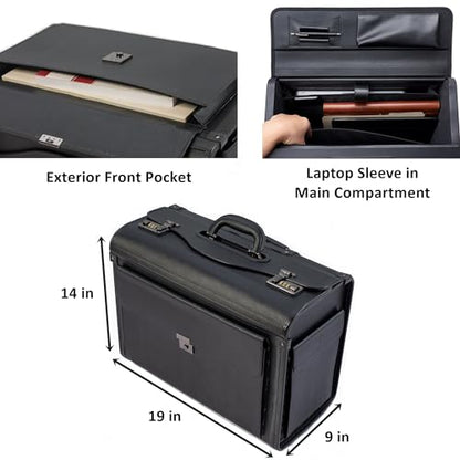 HAMMER ANVIL 19 Wheeled Briefcase Rolling Case Sales Sample Pilot Lawyer Attache - color: Black Leatherette