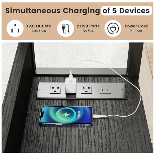 Hadulcet Adjustable C Table with Charging Station, Tiltable Desk C Shaped End Table for Couch, Over Bed Stand with Wheels Adjustable Height, Hospital Table Laptop Stand Drawing Desk, Black - color: Black, style: Upgrade