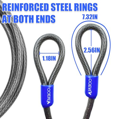 3/8in Heavy-Duty Security Cable with Loops 4FT/6FT/8FT/10FT Cut-Resistant and Waterproof Security Cable Suitable for Travel, Home and Outdoor Activities - size: 8FT
